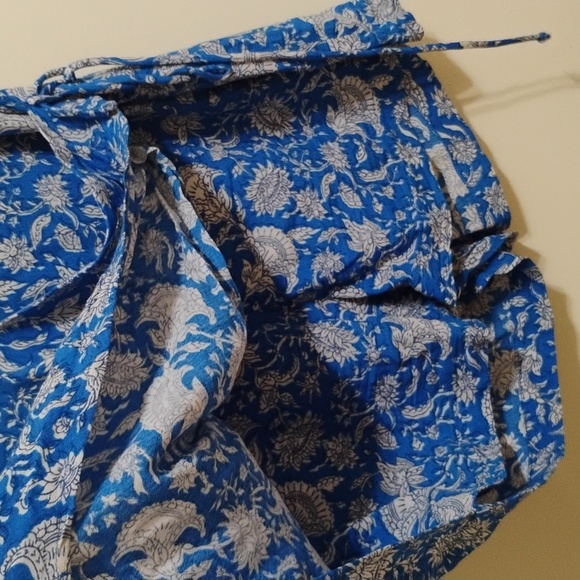 Zara Vibrant Blue Floral Patterned Pareo Short Size L - Picture 8 of 14